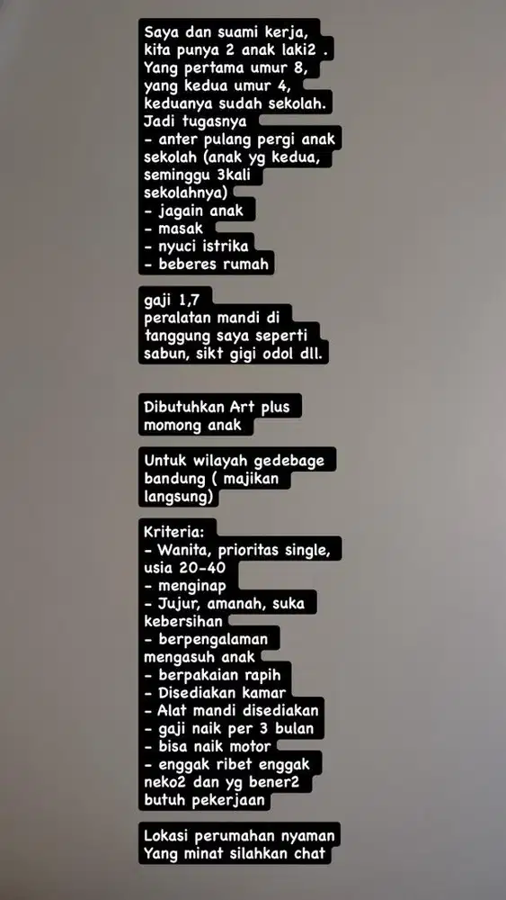 Mencari ART serba bisa