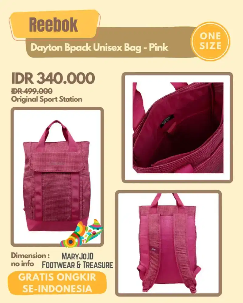 Reebok Dayton Bpack Unisex Bag - Pink