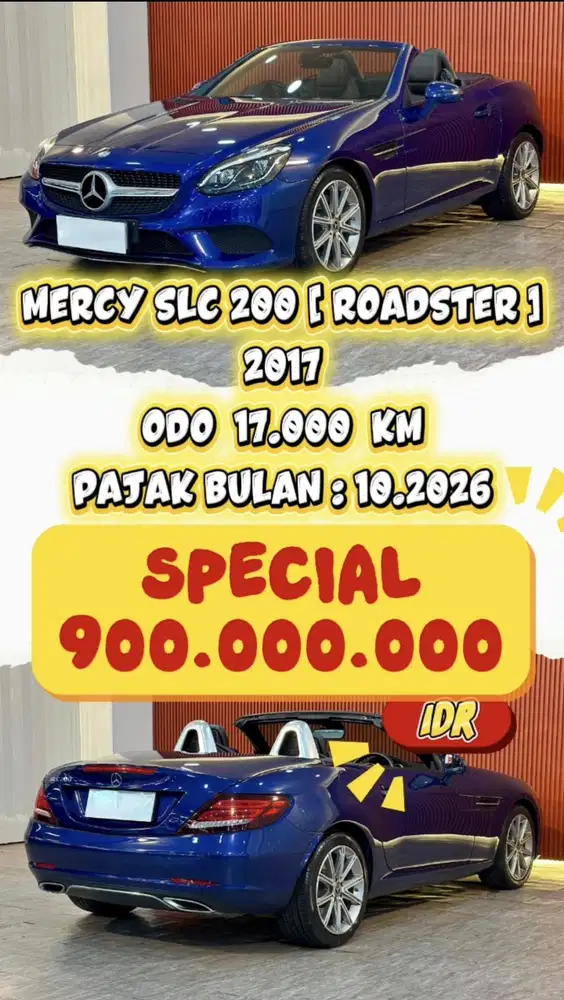 [ ODO 17.000 KM ] MERCEDES-BENZ SLC 200 2017 Siap Langsung Pakai