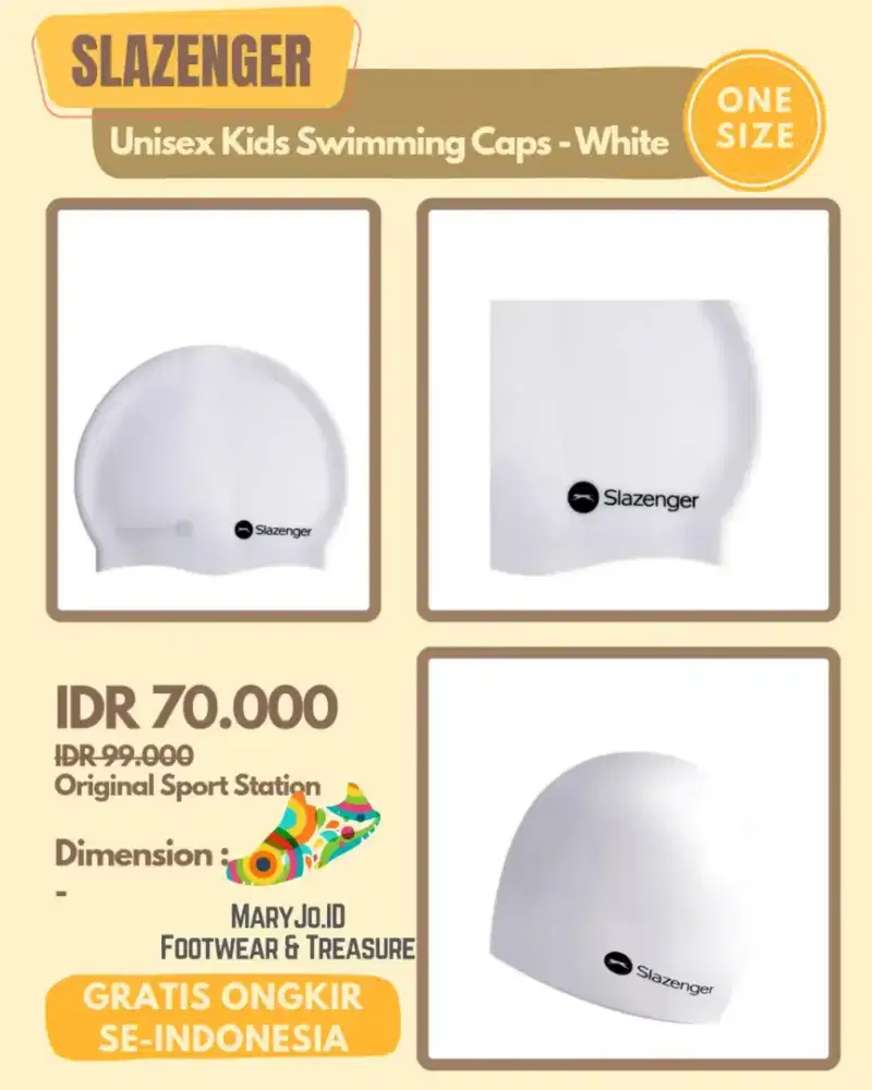 Slazenger Unisex Kids Swimming Caps - White