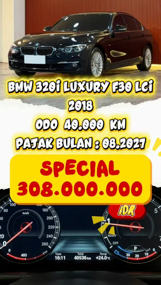 [ ODO 40.000 KM ] BMW 320i LUXURY 2.0 F30 LCi 2018 Siap Langsung Pakai