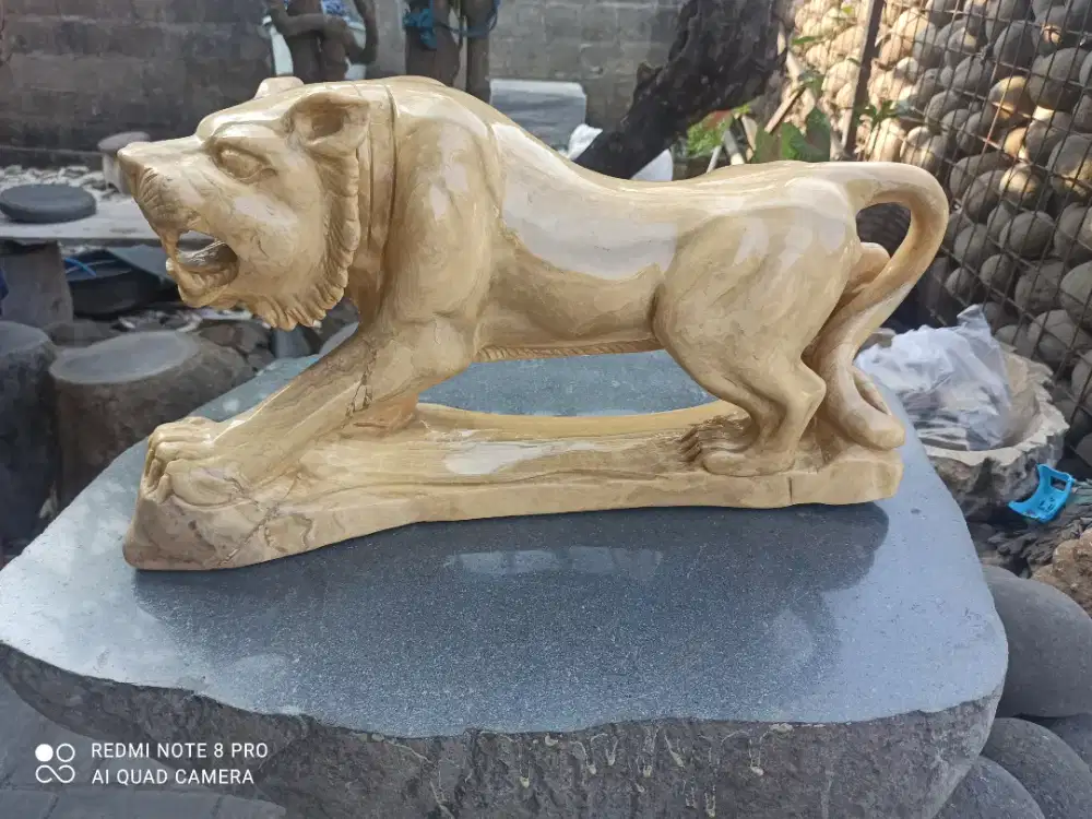 Kerajinan patung harimau batu onik natural alami
