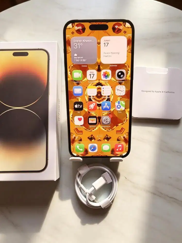 Iphone 14 pro 128gb gold inter all operator fullset mulus no minus