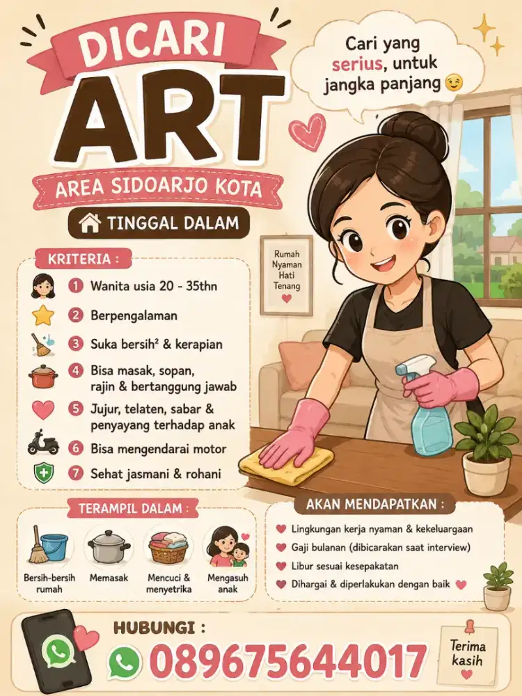Dibutuhkan ART menginap