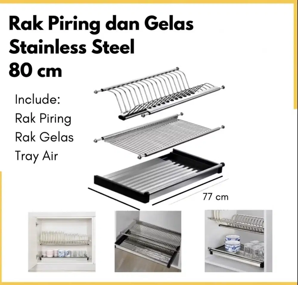 Rak Piring & Gelas Stainless Steel 80CM
