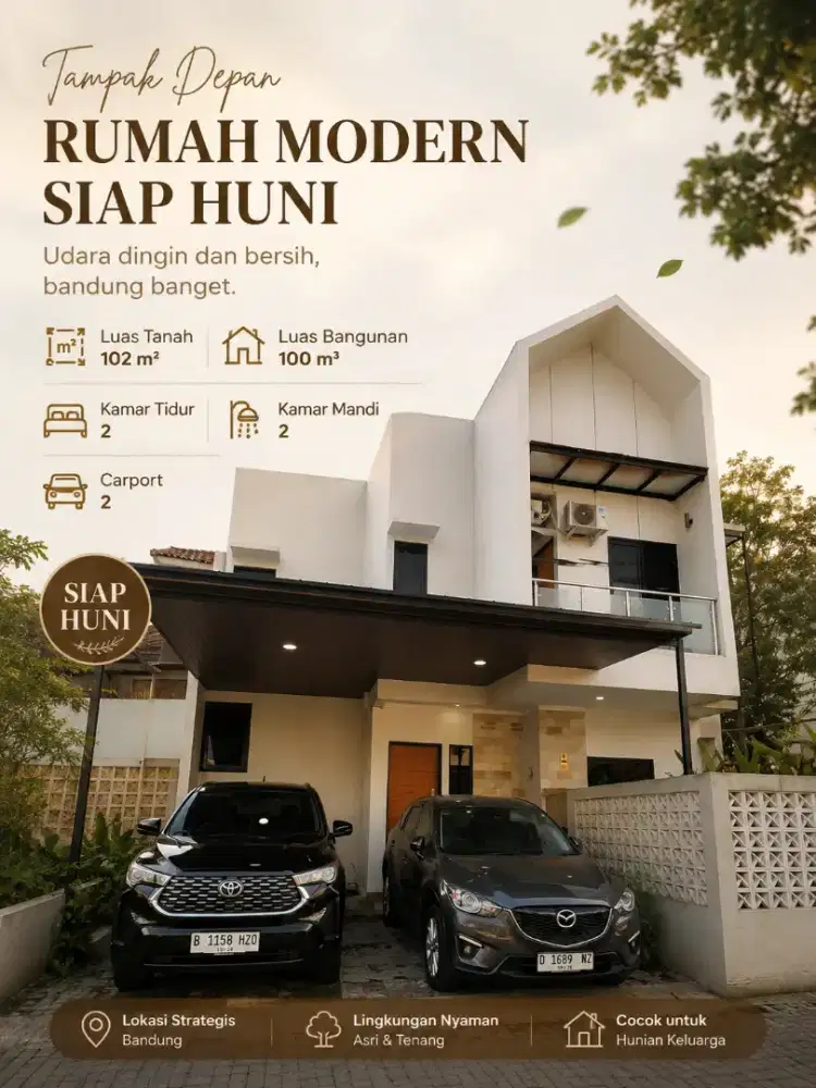Rumah Cozy Nyaman Hijau 2 Lantai di Komplek Cisaranten Residence