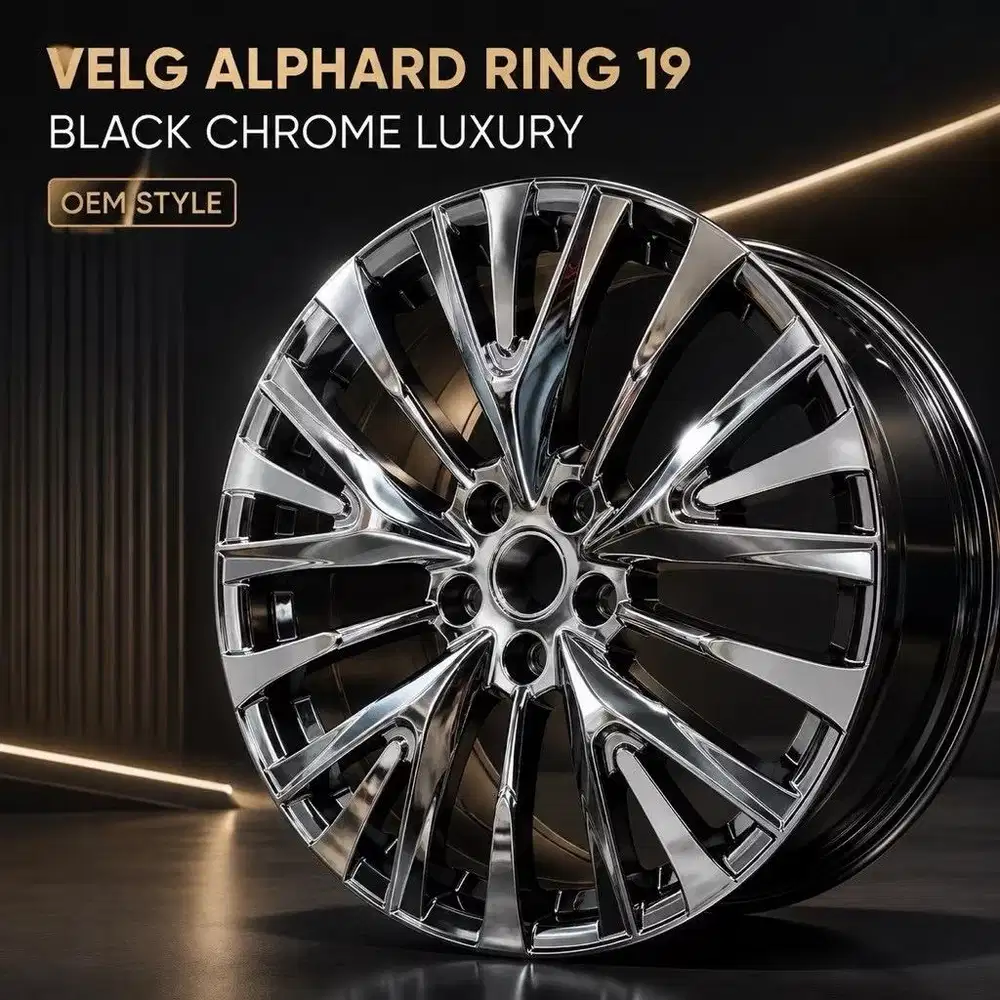 Velg Toyota Alphard Vellfire Ring 19 Style Black Chrome Luxury Mewah