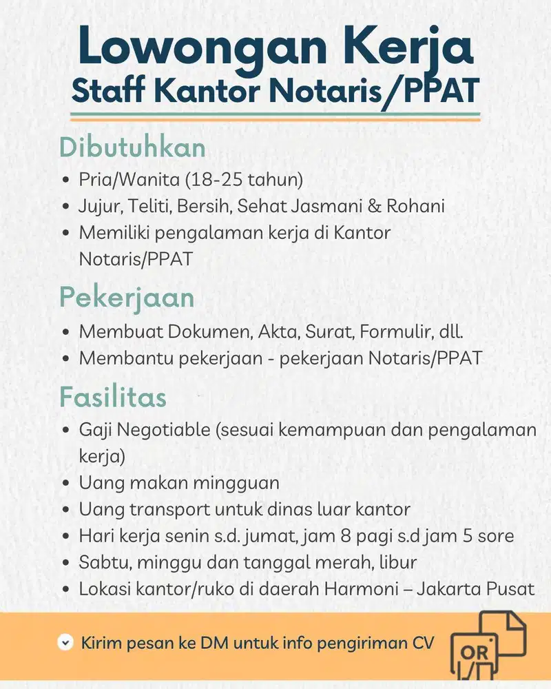 Loker STAFF Kantor Notaris/PPAT