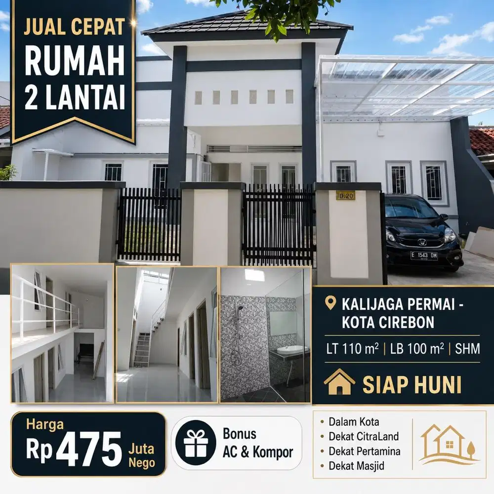JUAL CEPAT RUMAH BARU KALIJAGA CIREBON SIAP HUNI, SHM, FREE AC KOMPOR