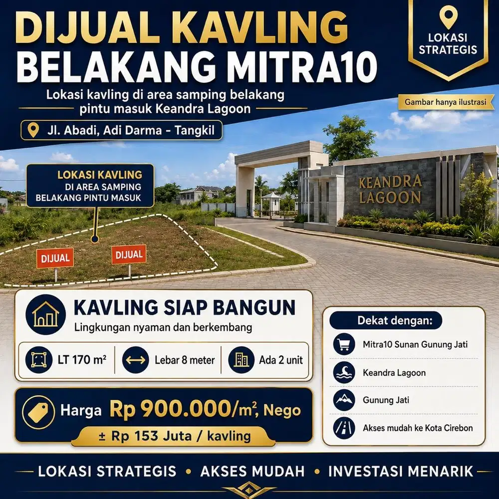 KAVLING 170 M2 BELAKANG MITRA10 CIREBON SAMPING PERUMAHAN KEANDRA