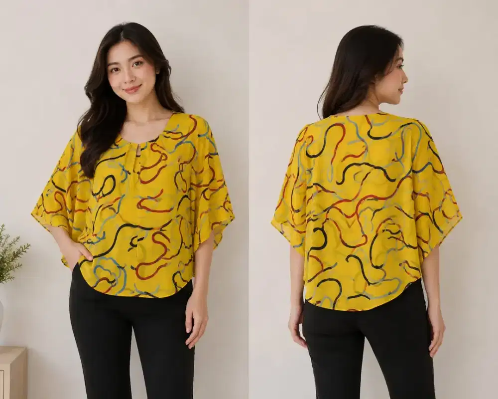 Baju Atasan Wanita Motif Cacing Rayon