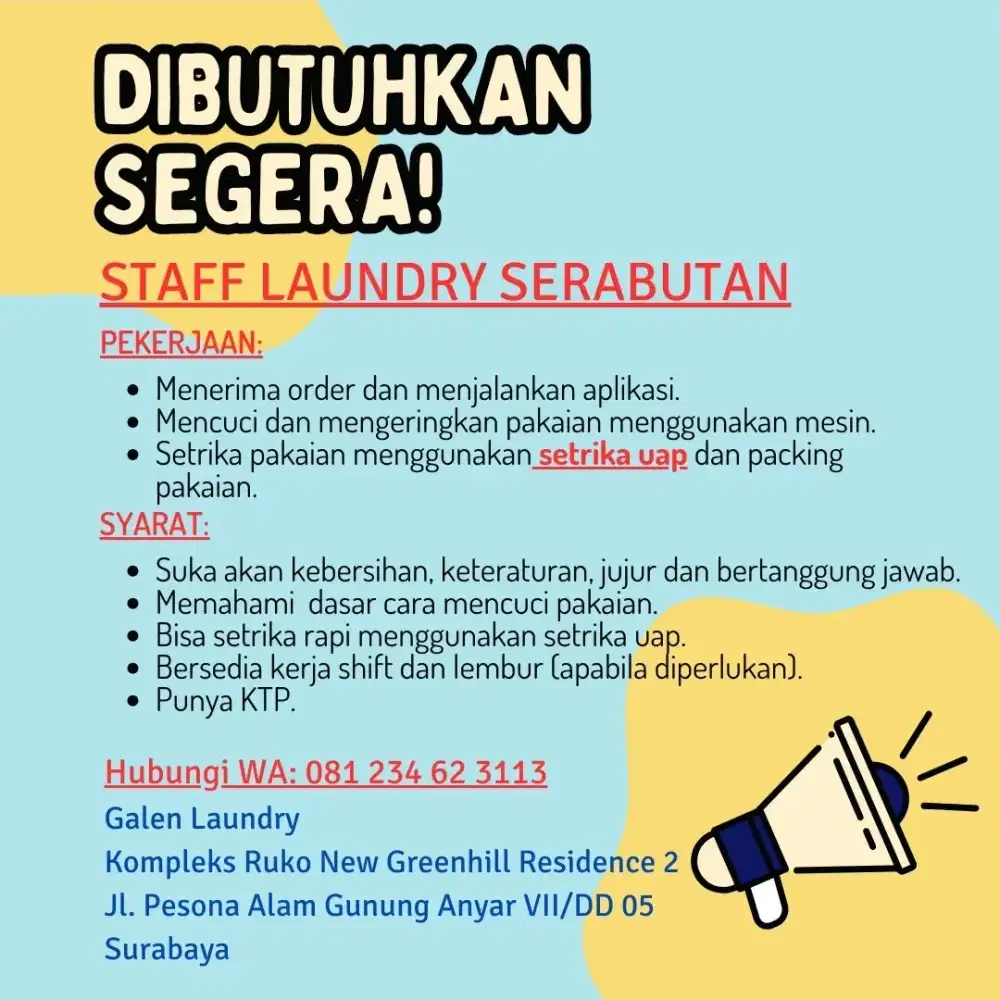 Staff laundry gunung anyar