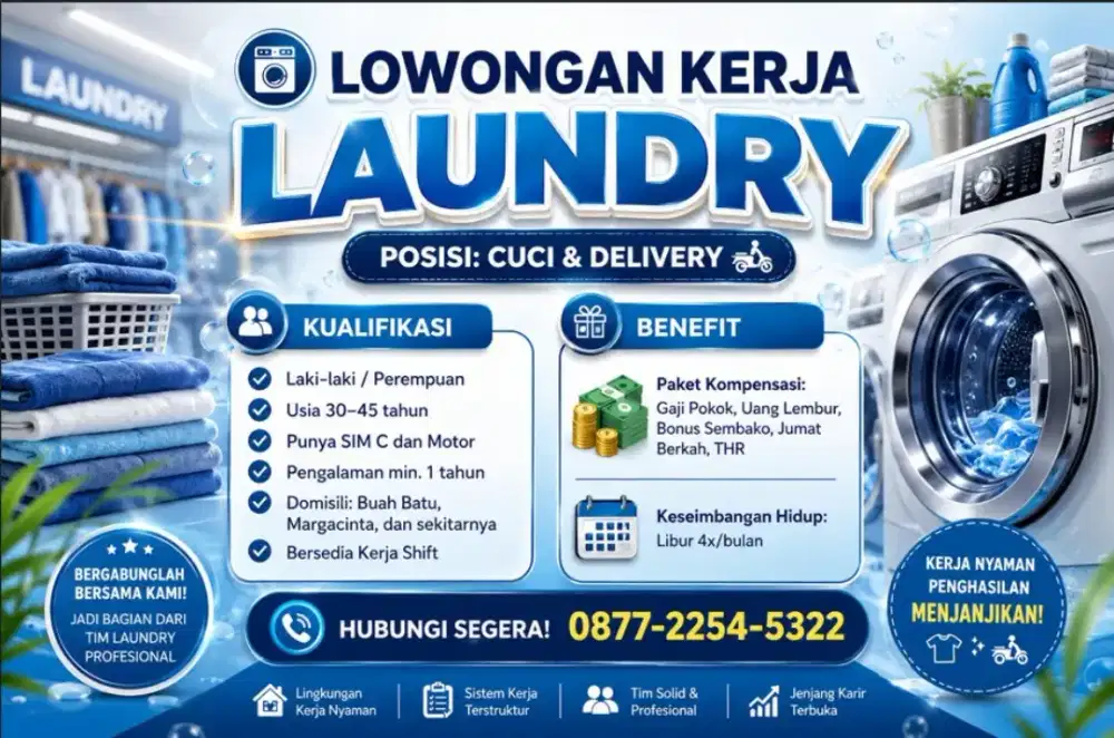 Dibutuhkan Karyawan laundry