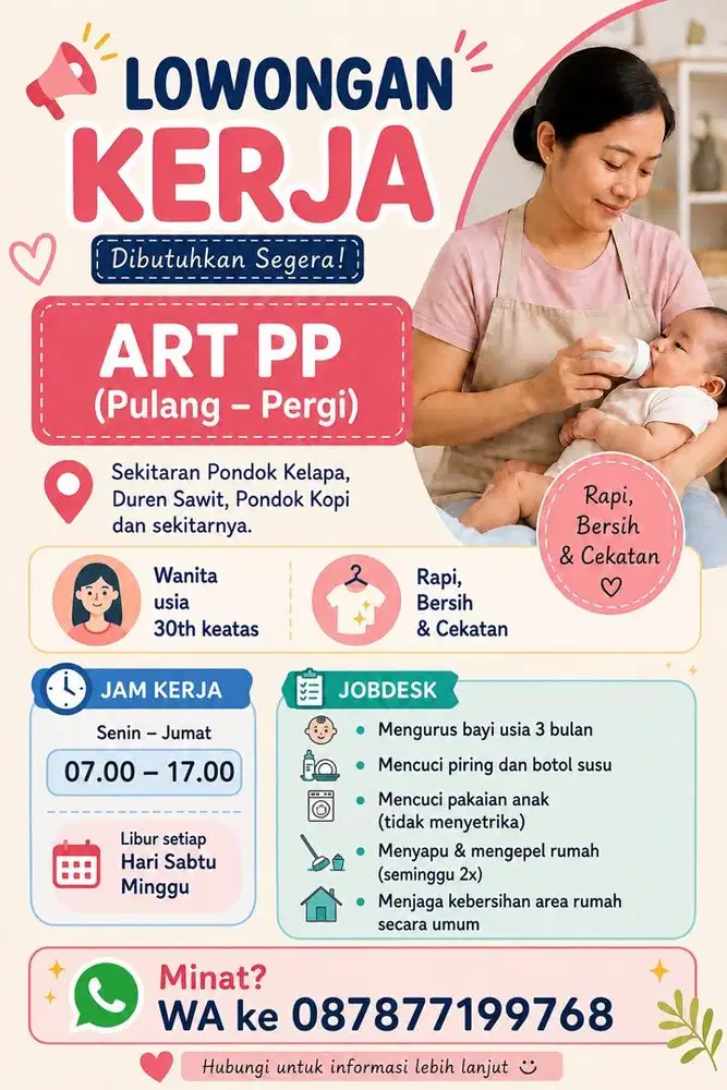 Dicari ART PP (Pulang Pergi)