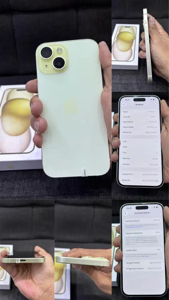 iPhone 15 Basic 128GB All Operator Fullset Likenew Bergaransi