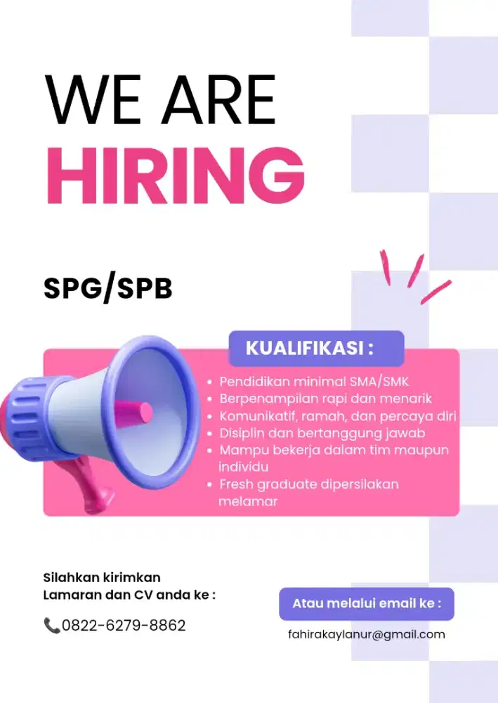 Lowongan SPG/SPB