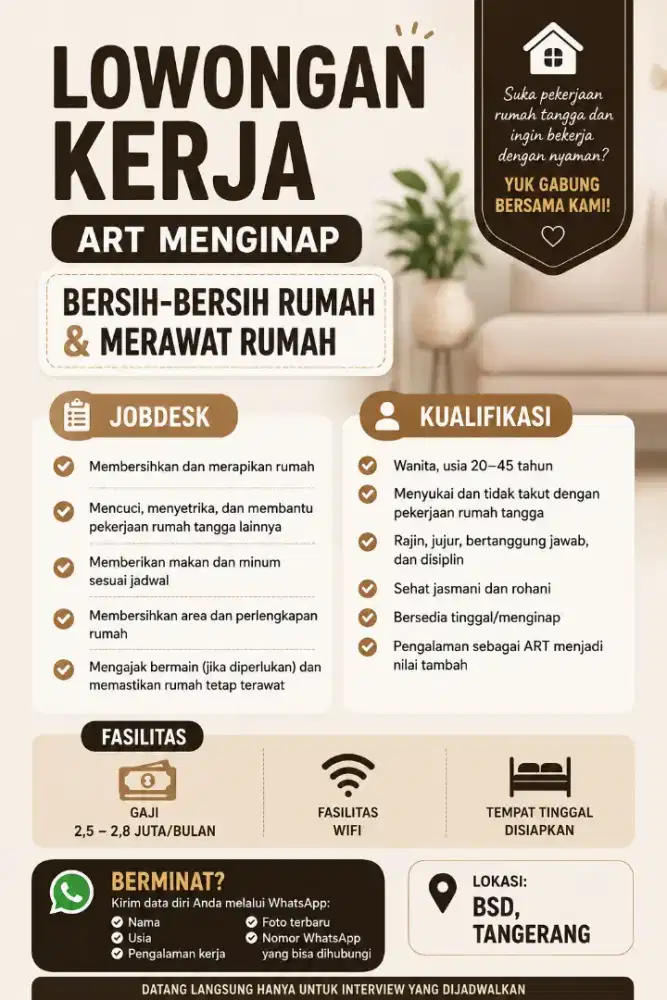 DICARI ART / PEMBANTU JAGA ANJING