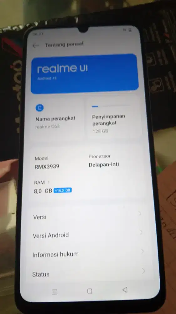 Murah hp Realme C63 8/128 mulus masih original semua