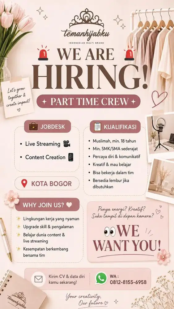LOWONGAN KERJA UNTUK 2 orang LIVE DAN ADMIN KONTEN