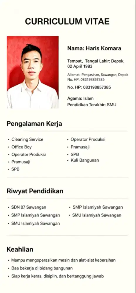 cari kerjaan cs/ob