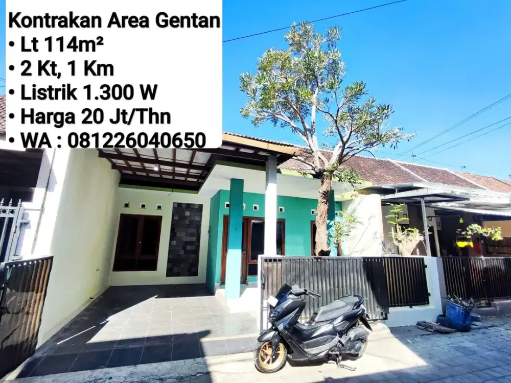 Sewa Rumah Area Perumahan Gentan, Dekat Laweyan, Purwosari, Solo Baru
