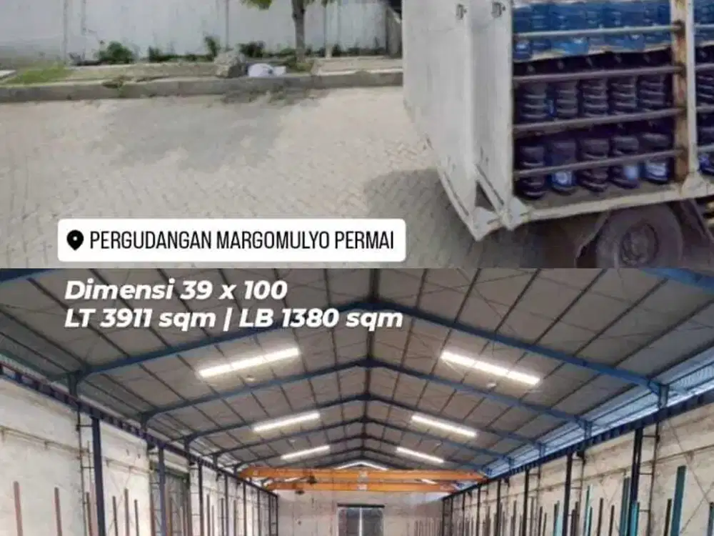 Dijual Gudang Margomulyo Permai Jalan Utama dekat Jalan Raya