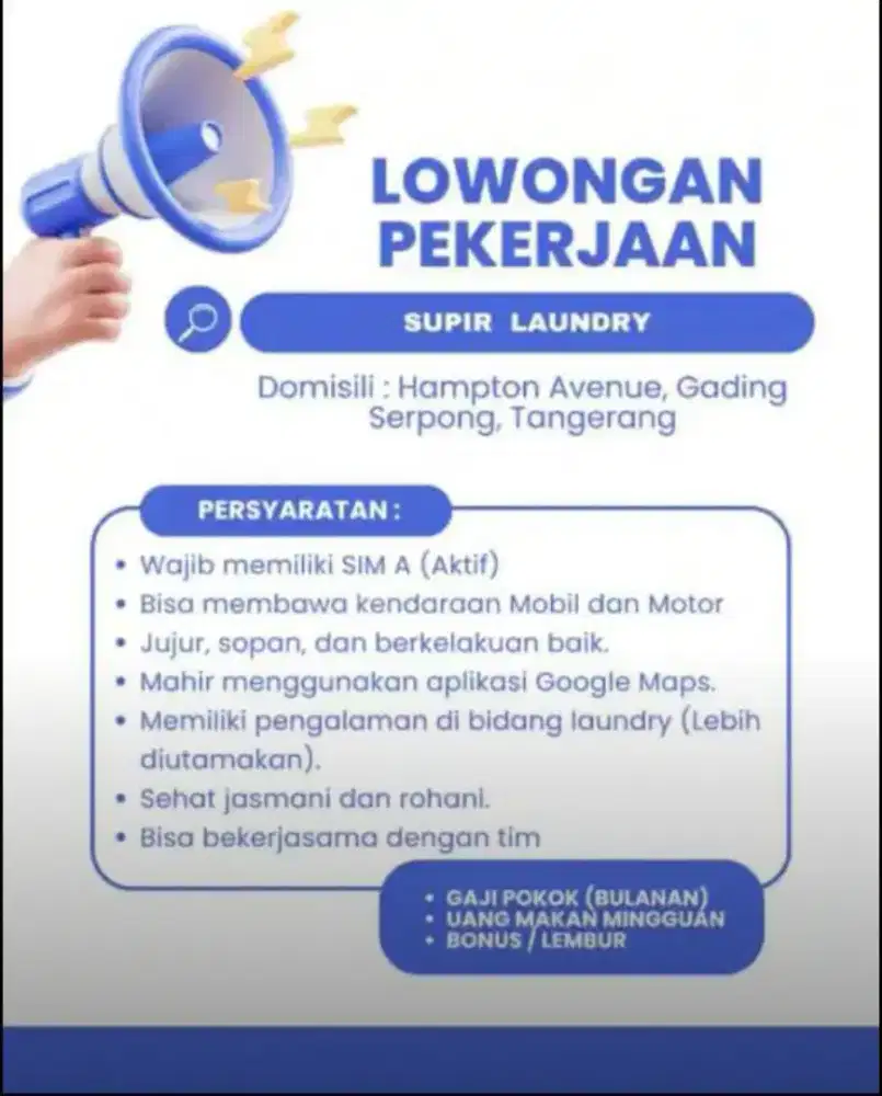 lowongan pekerjaan untuk kurir laundry