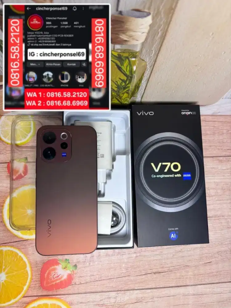 Jual hp likeNEW Vivo V70 5G 12/256 istimewa BH 100% grns 14-03-2028