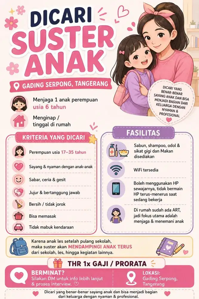 DICARI SEGERA – SUSTER ANAK - TANGERANG