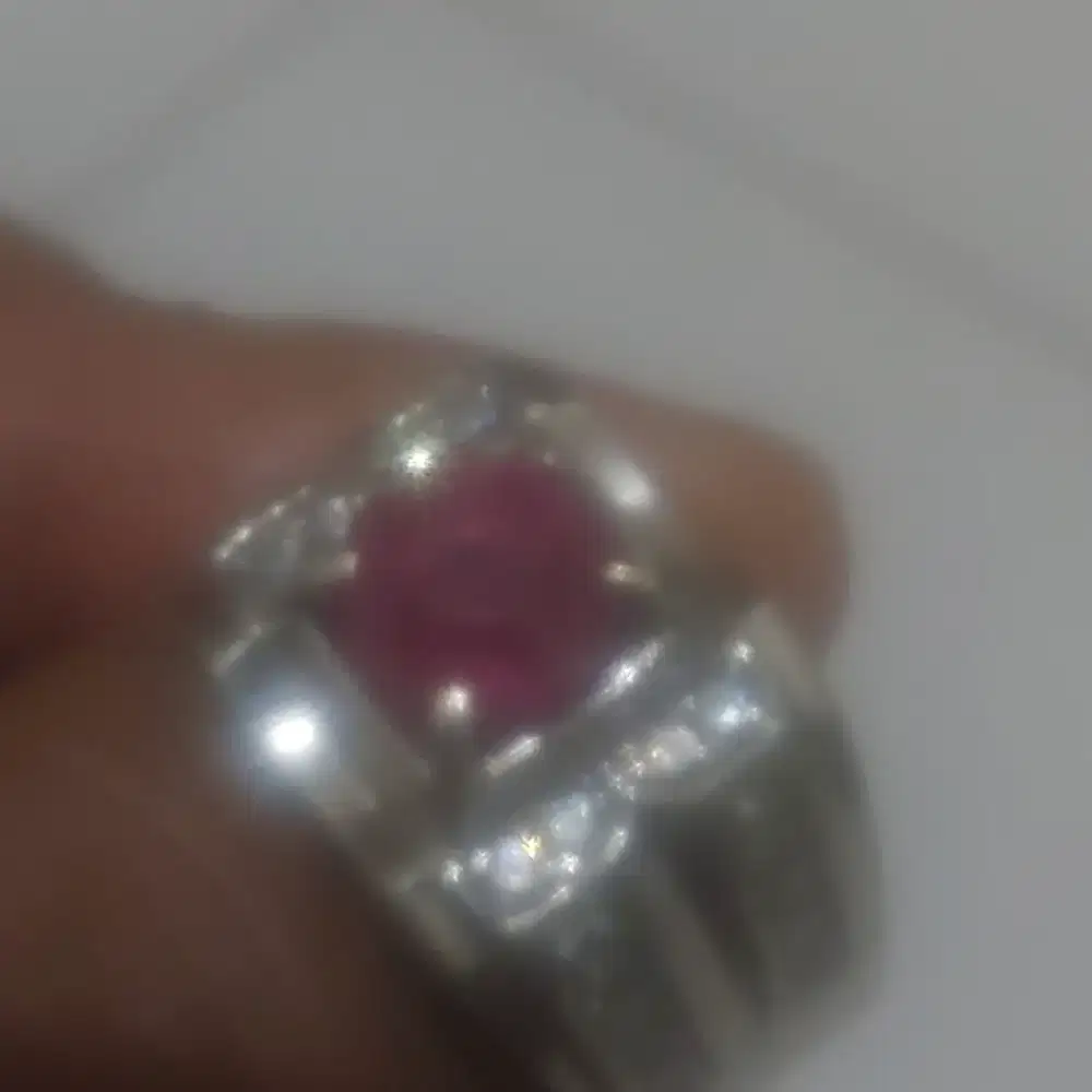 Batu ruby burma,ring perak tebal
