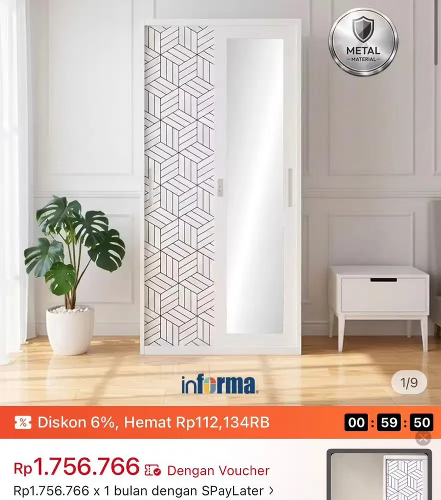 Lemari pakaian besi merk Informa