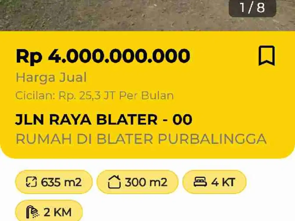 Rumah di Jual di Blater Purbalingga