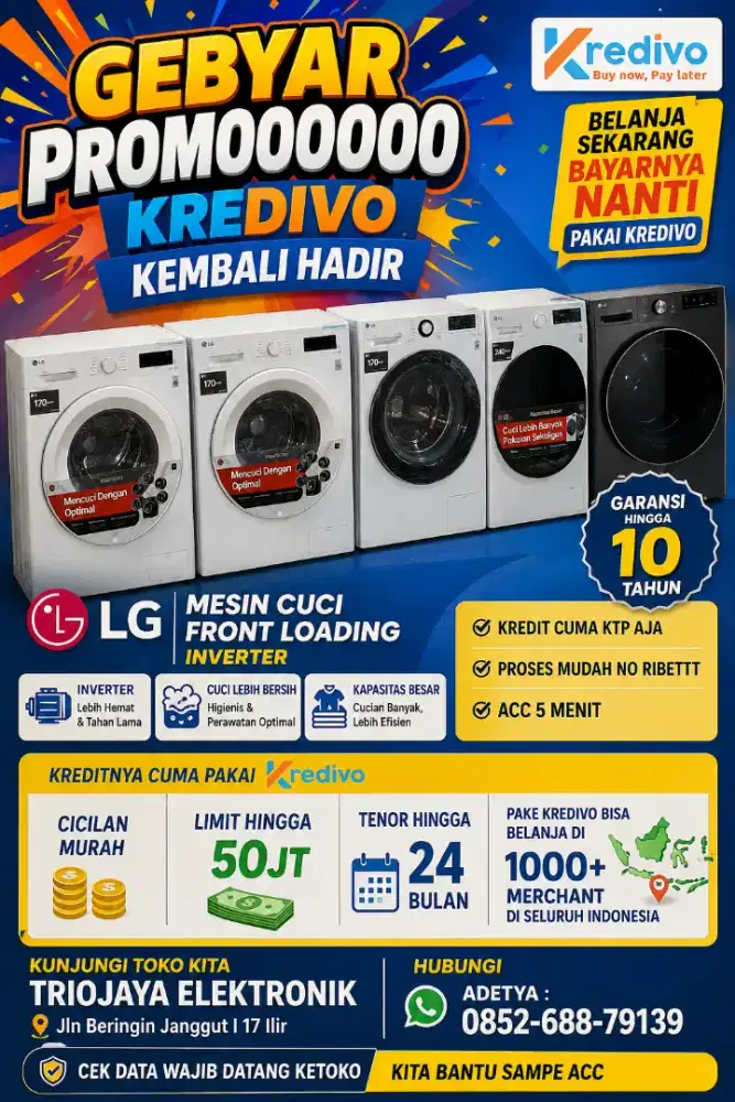 Kredit mesin cuci LG 1 tabung tanpa dp