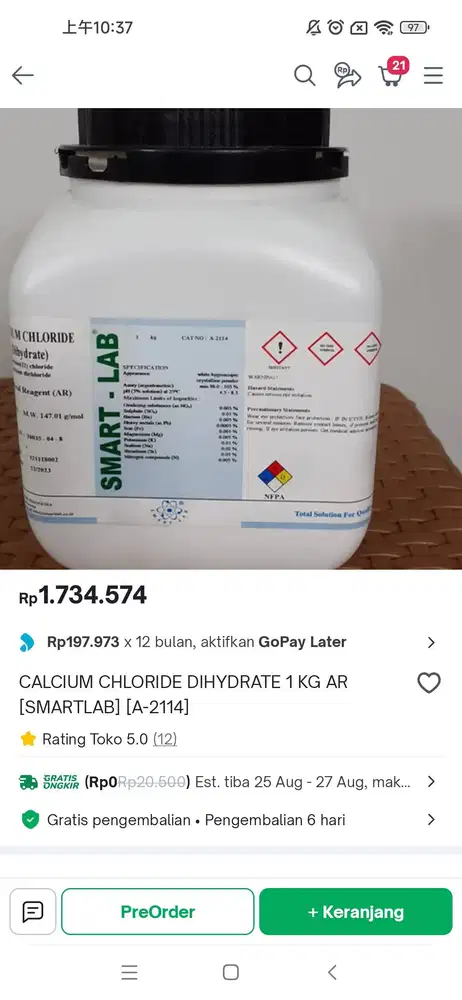 Calcium Chloride Dihydrate AR Smartlab 2kg