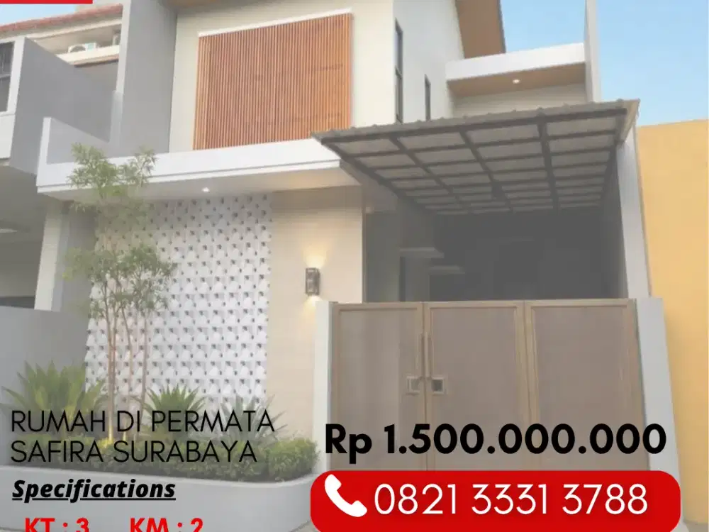 Rumah 2 Lantai Dijual Cepat di Permata Safira Regency Lakarsantri Surabaya