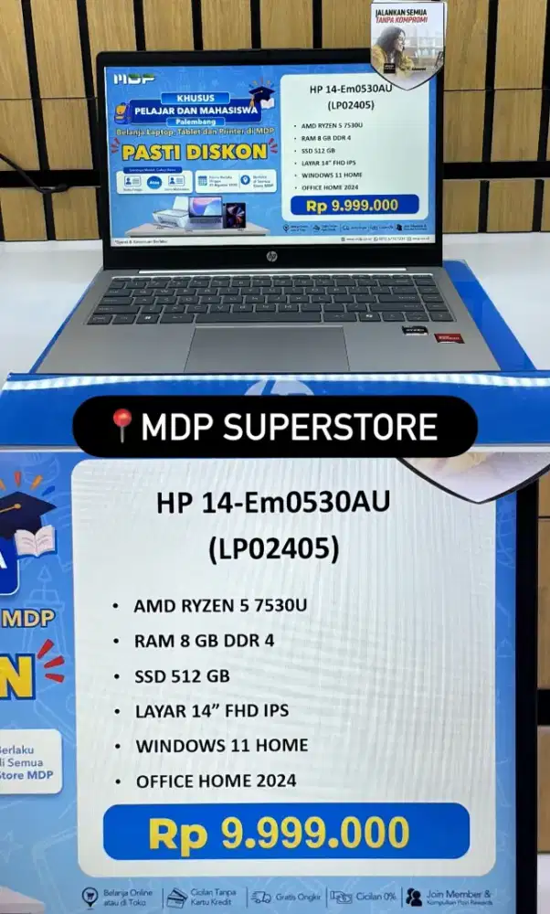 LAPTOP HP RYZEN 5 SSD 513GB GRATIS 2X CICILAN