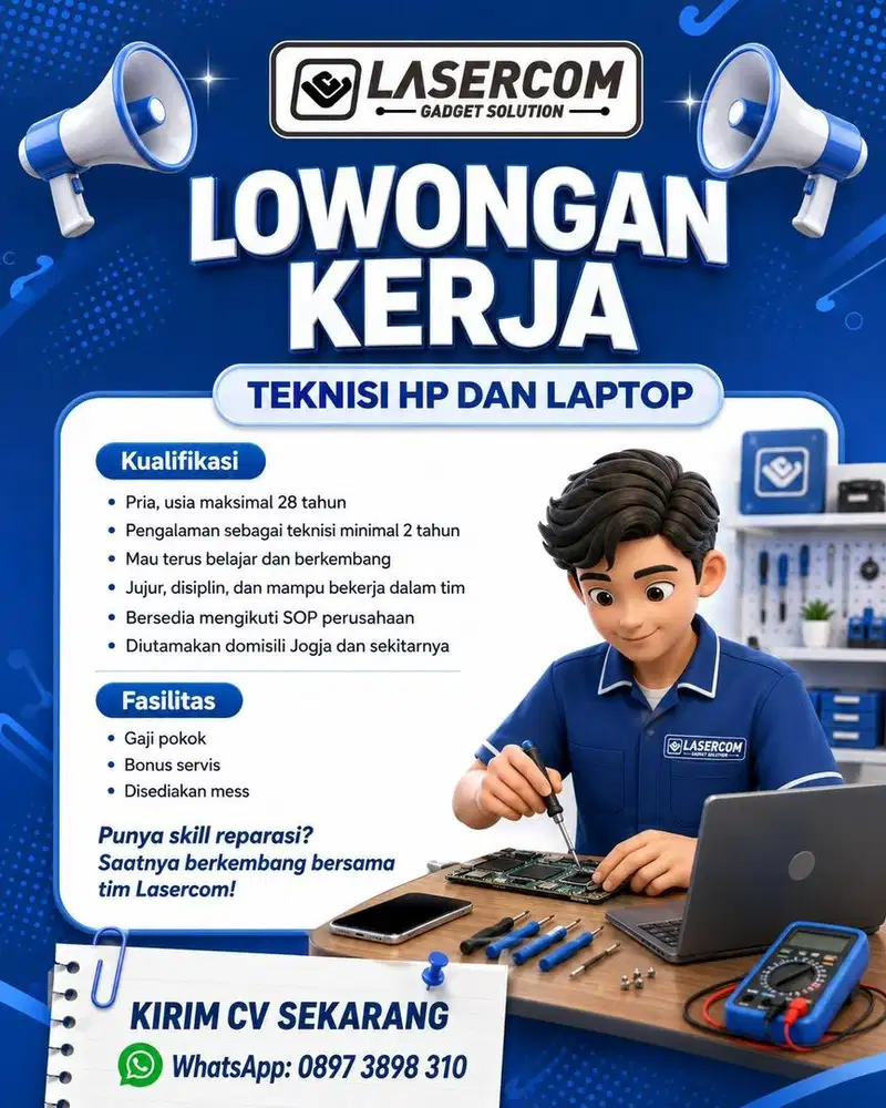 Dibutuhkan Teknisi HP Laptop Berpengalaman