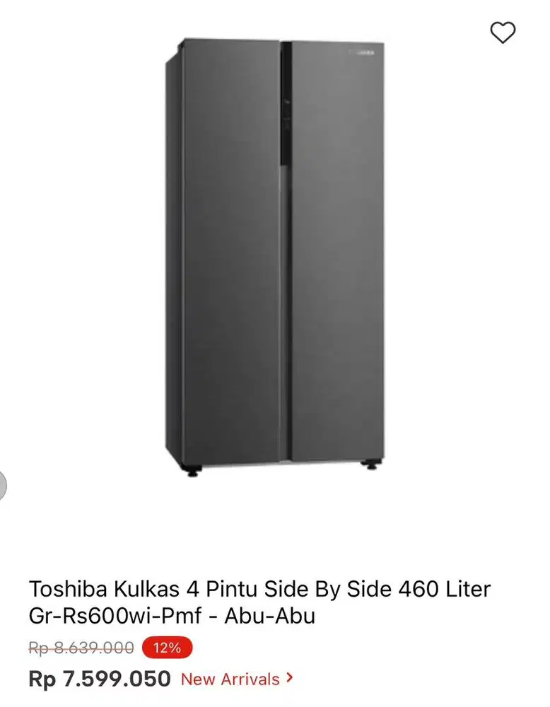 KULKAS TOSHIBA SBS 460liter