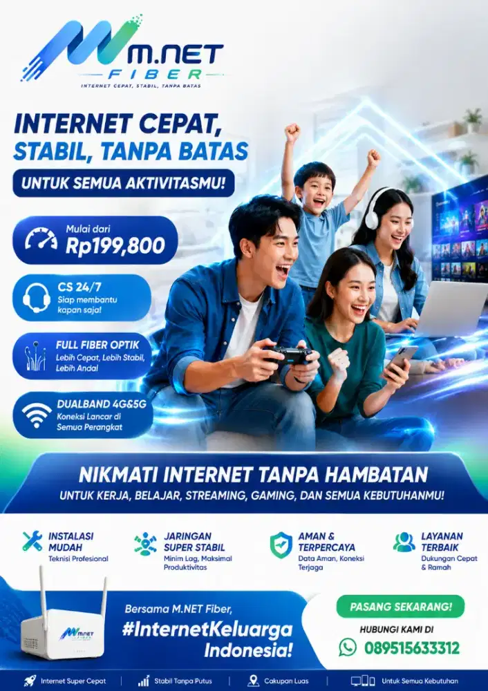 WIFI MNET TANPA DEPSOT DAN TANPA BIAYA PEMASANGAN