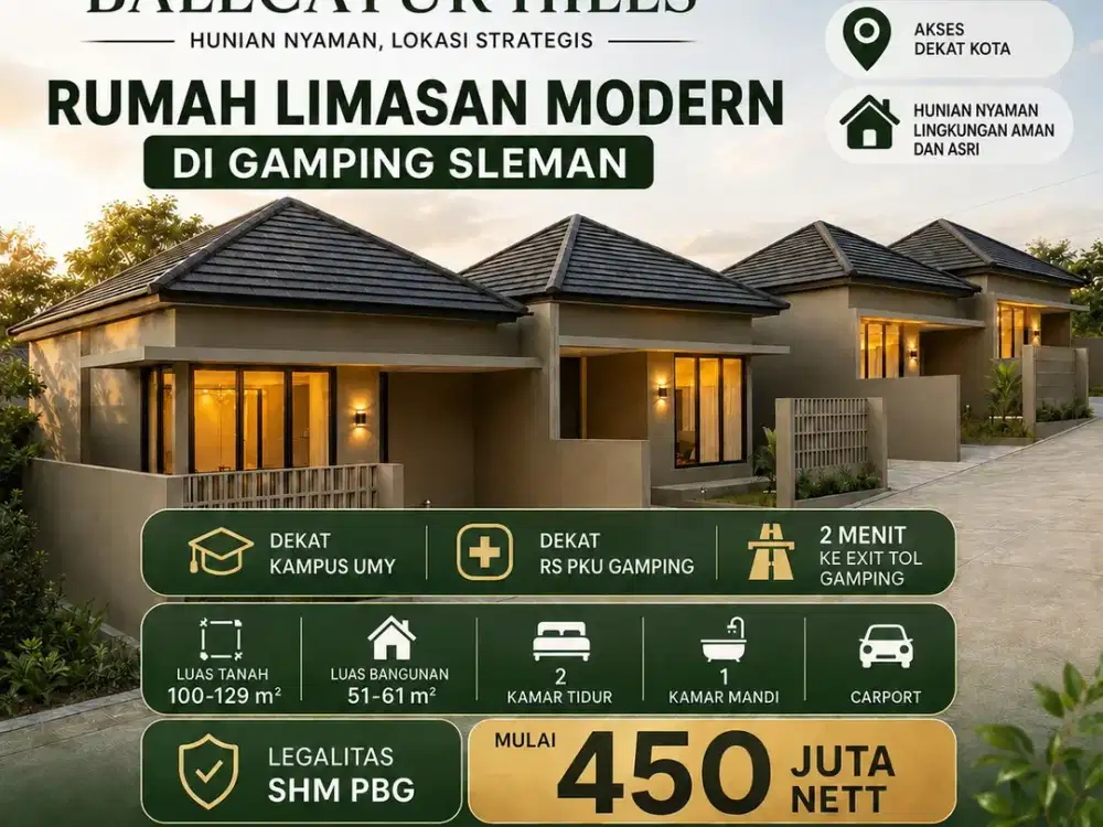 BALECATUR HILLS - RUMAH MURAH ELEGANCE DI BALECATUR GAMPING SLEMAN DEKAT UMY