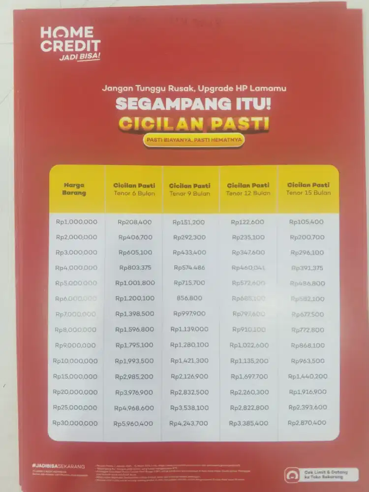 Promo cicilan dengan Home Credit cukup KTP dan handphone pribadi