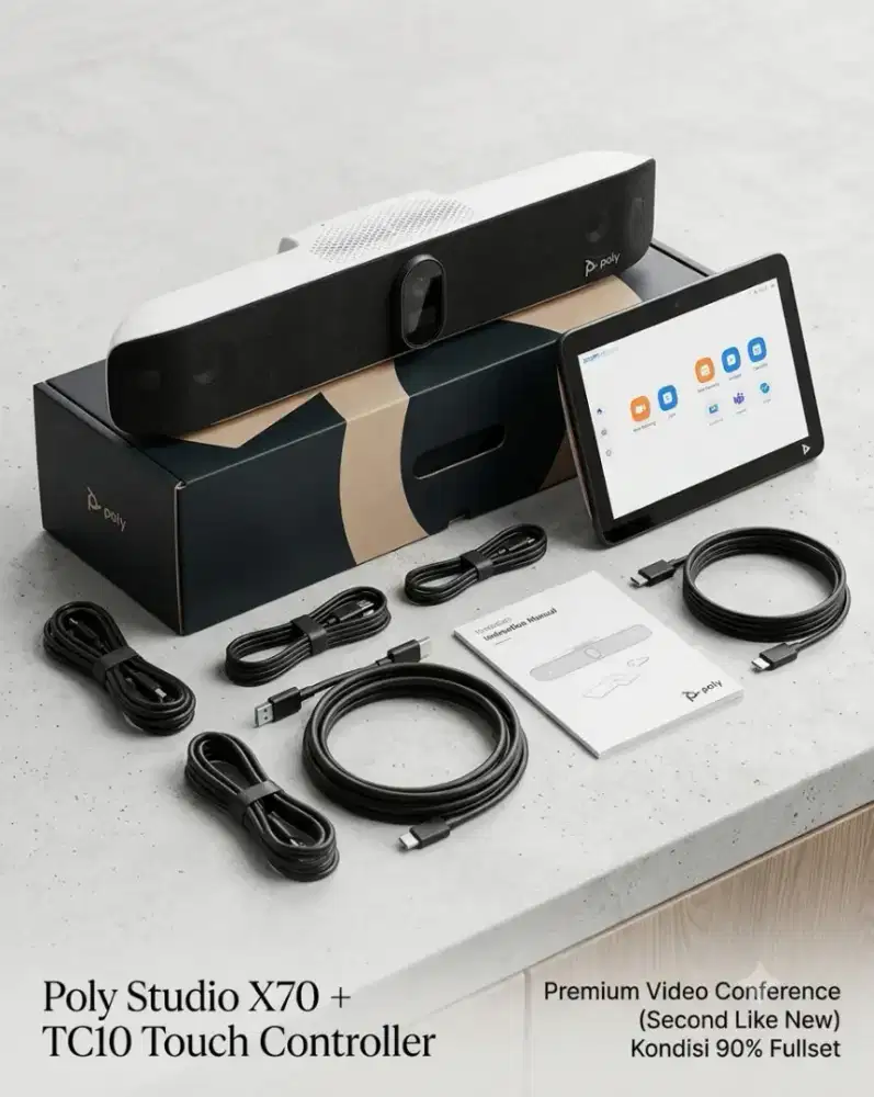 Poly Studio X70 + TC10 - Camera Video Conference (Kondisi Mulus 90%)