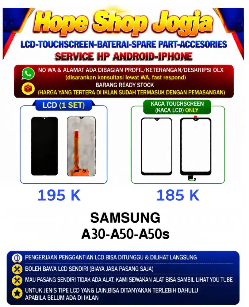Touchscreen-Baterai-Lcd Samsung A30-A50-A50s