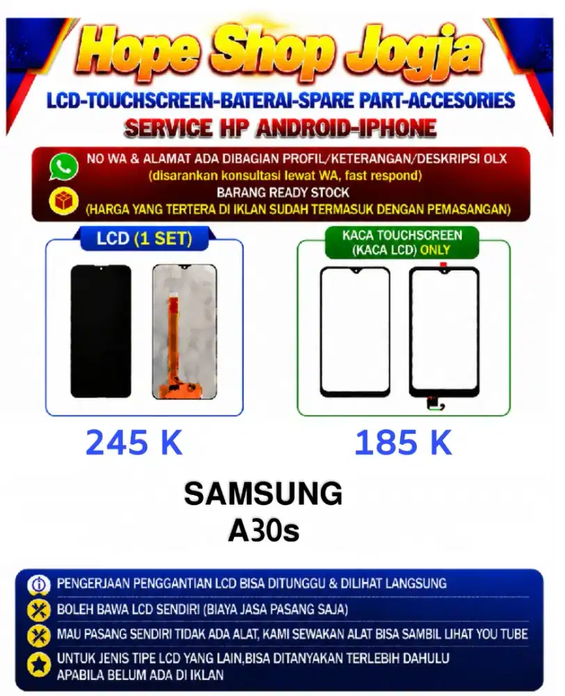 Touchscreen-Baterai-Lcd Samsung A30s
