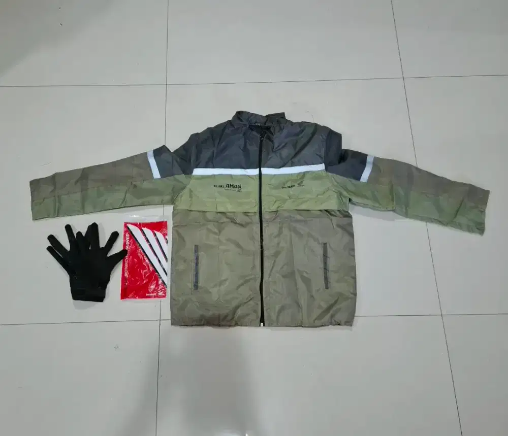 Jaket Motor Parasut Dan Sarung Tangan Motor Safety Original AHM Baru