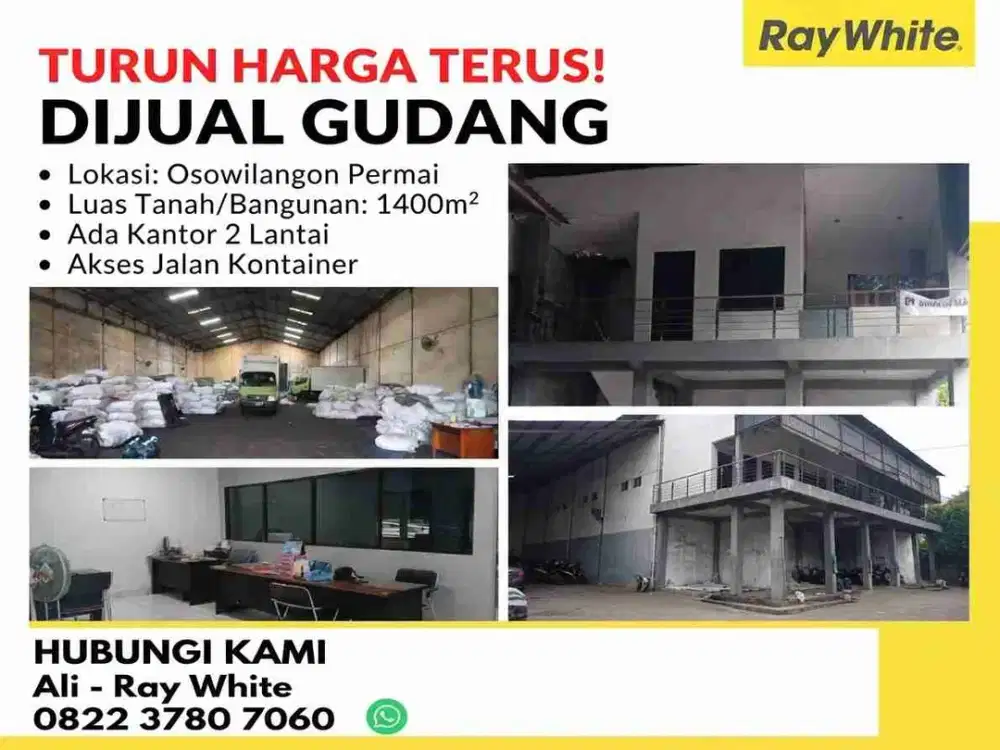 Turun harga Gudang Osowilangon permai ada kantor 2 lantai