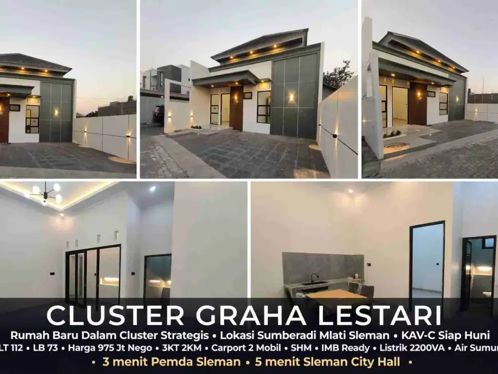 RUMAH BARU SIAP HUNI - CLUSTER PREMIUM DEKAT PEMDA SLEMAN