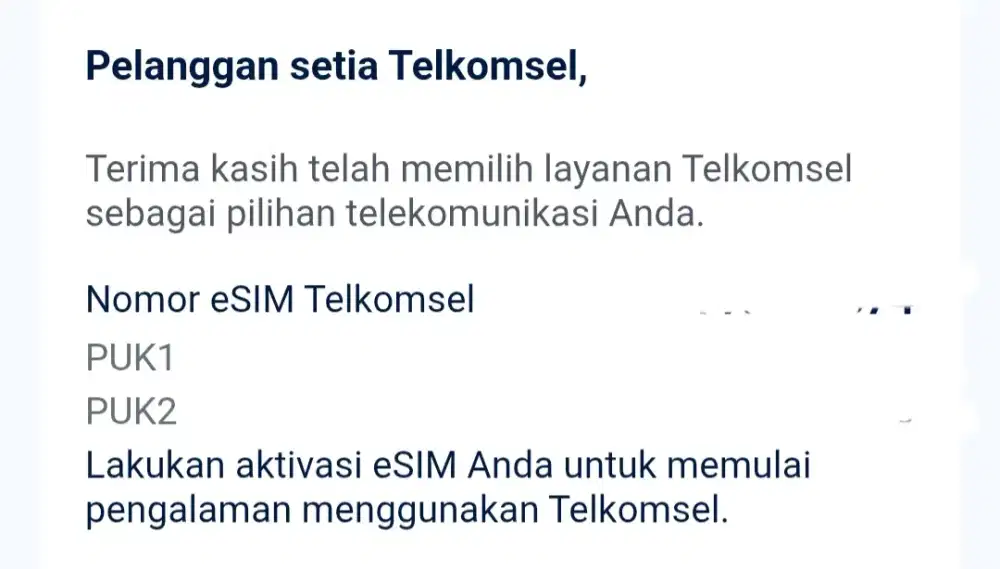 Jual 2 e sim baru telkomsel dan XL