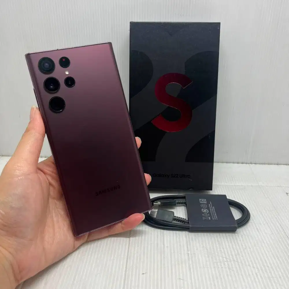 TERMURAH! FULLSET SAMSUNG GALAXY S22 ULTRA 5G 12/256 BURGUNDY NO MINUS