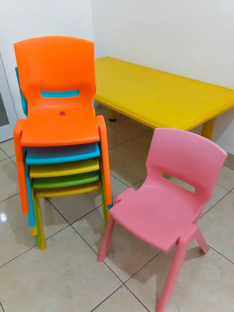 JUAL BANGKU PLASTIK ANAK WARNA WARNI SECOND